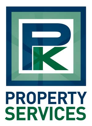 PK Property Services logo in blue and green